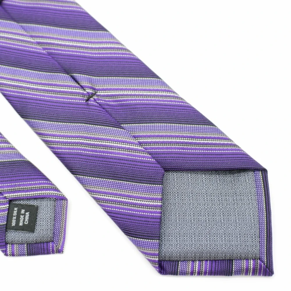 Kenneth Cole Awearness Purple‎ Striped Silk Tie Woven Skinny